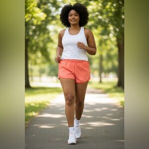 Nike Tempo Womens Running Shorts Coral Pink Orange Gym Dri-Fit Elastic Waist 2X